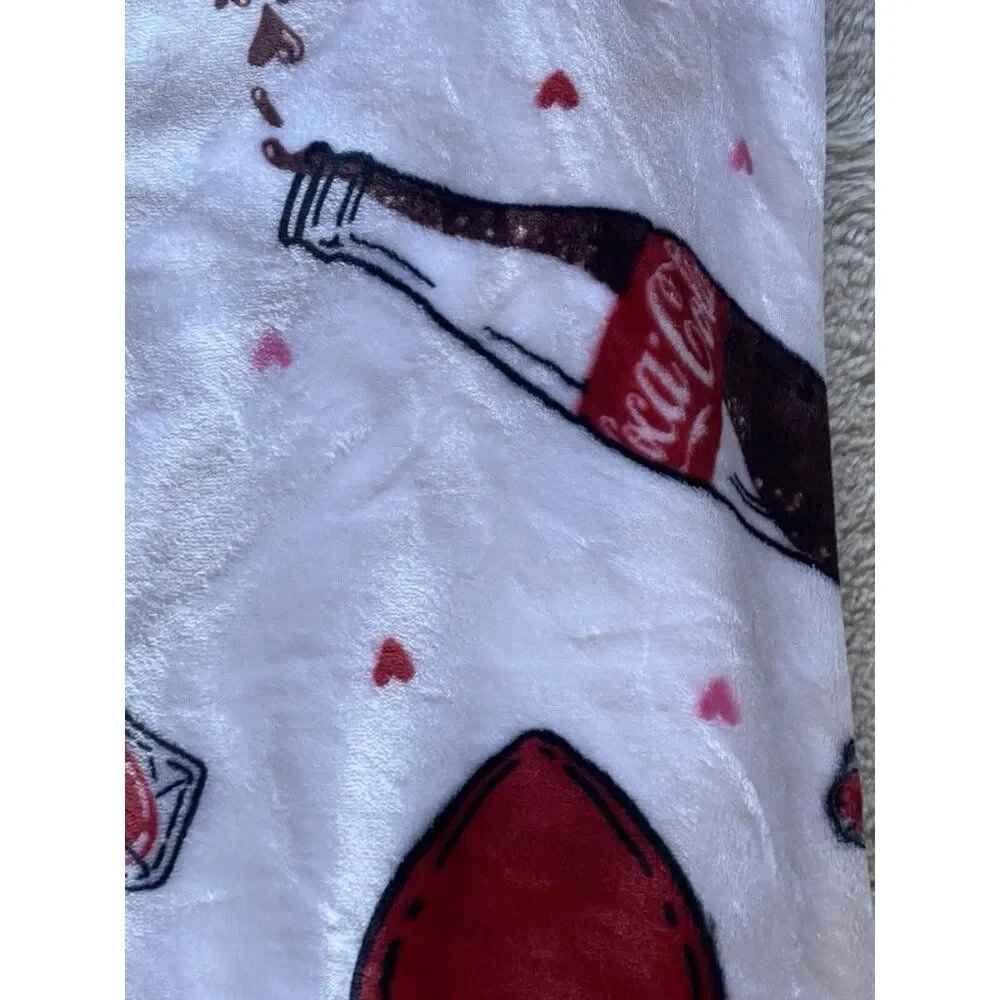 Coca Cola Bottle To Cup Heart Ice Cubes Valentines Throw‎ Blanket 60 X 70” NEW